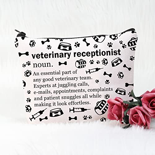 POFULL Veterinary Gift Vet Receptionist Definition Cosmetic Bag Vet Clinic Gift (Black Veterinary Receptionist Bag)