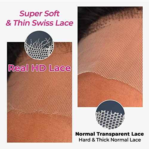 SKINLIKE REAL HD Lace 5x5 Closure Deep Wave Swiss HD Lace Closures Only Ultra-thin Melted Virgin Human Hair Natural Black Baby Hair Pre Plucked Serrated Edge 18 Inch