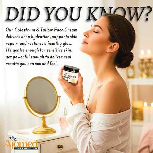 Colostrum & Tallow Face Moisturizer - tallow For Dry skin, Fine Lines & Aging ? Handmade Skincare Tallow balm for rosacea, eczema- Retinol & Hyaluronic Acid Cream, Moisturizer Face Cream Day & Night