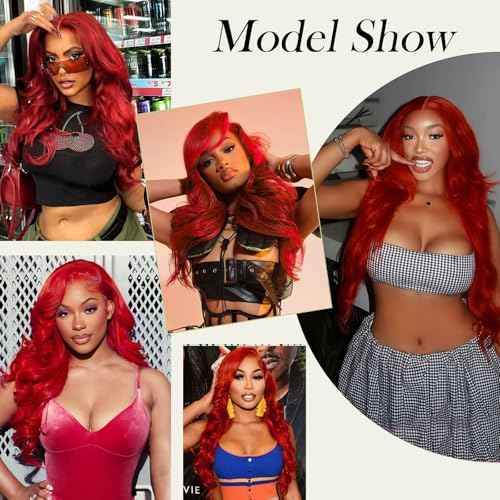 30 Inch Red Human Hair Wig 200 Density Red Body Wave 13x4 HD Lace Front Wigs Human Hair Pre Plucked with Baby Hair Red Wig Human Hair Color Lace Frontal Wigs for Women