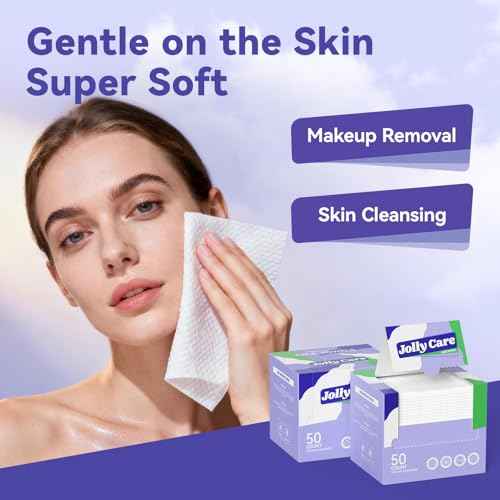 Disposable Face Towels, 10"¡¿12" XL Face Towelette Disposable, Soft Makeup Remover Dry Wipes, Thick Facial Tissue for Women Cleansing, Skin Care, 50 Count (2 Pack)