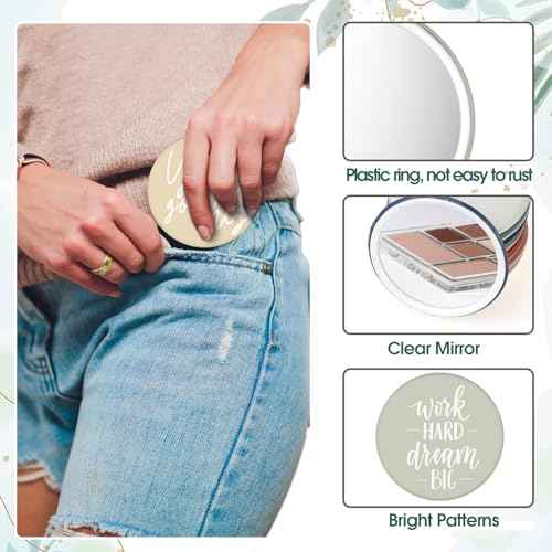 Kigley 30 Pcs Operation Christmas Bulk Gifts Inspirational Compact Mirrors Bulk Gifts 2.76 Inch Small Portable Purse Pocket Mirrors for Operation Christmas Charity Box Fillers