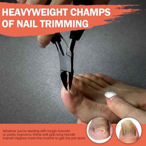 BEZOX Toenail Clippers Kit for Seniors ? The Ultimate Solution for Thick & Ingrown Toenails with Curved Head Toe Nails Clippers, Long Handle Toenails Clippers Thick Nails, Nail File & Toenail Lifter