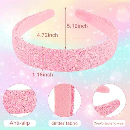 Glitter Headbands for Girls, Sparkly Sequin Headband Hairbands for Girls Non-slip, Cute Bling Head bands Hair Accessories For Toddler
