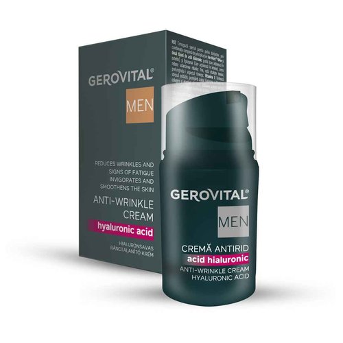GEROVITAL MEN Anti Wrinkle Face Cream with Hyaluronic Acid, Vitamin E, Facial Skin Care, Moisturizer Face Cream, Anti Aging, 30 milliliters