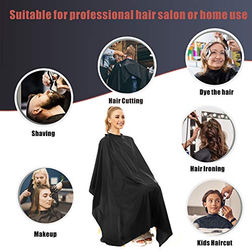 5 Pack Barber Cape for Men, Salon Large Hair Cutting Cape, 64"x56" Nylon Waterproof Haircut Cape with Adjustable Snap Closure Color Capes, Professional Stylist Hairdresser Apron Adults -Black