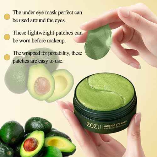 Avocado Eye Mask, Eye Patches, Avocado Moisturizing Collagen Eye Mask, Under Eye Patches, Nourishing, Naturally Hydrating Formula