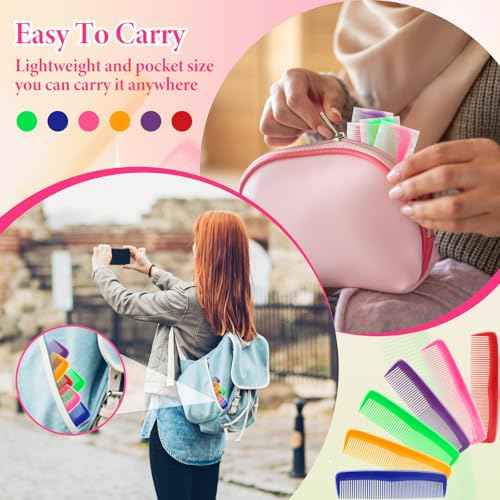 NICEMOVIC 120 Packs Hair Comb Bulk Set, Pocket Travel Hair Combs for Women and Men, Colorful Coarse and Fine Tooth Comb, Individually Wrapped Bulk Comb for Homeless Hotel Shelter Nursing Home Charity