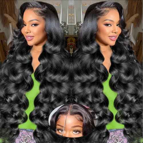 28 Inch Glueless Wigs Human Hair Pre Plucked Pre Cut 180% Density Wear and Go Glueless Wig 13x4 HD Body Wave Lace Front Wigs Human Hair for Women Frontal Wig with Baby Hair