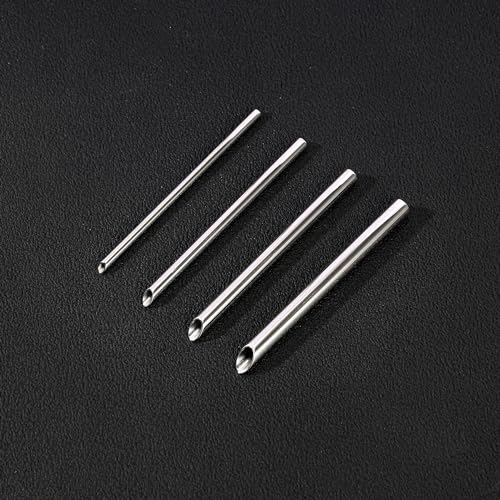 4pcs Piercing Needles Receiving Tubes, Stainless Steel Body Jewelry Piercing Receiver (3mm 4mm 5mm 6mm)