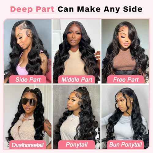 13X6 Body Wave Lace Front Wigs Human Hair 12A 250% Density Lace Frontal Wigs HD Glueless Wigs Human Hair pre Plucked with Baby Hair Natural Color 22 Inch