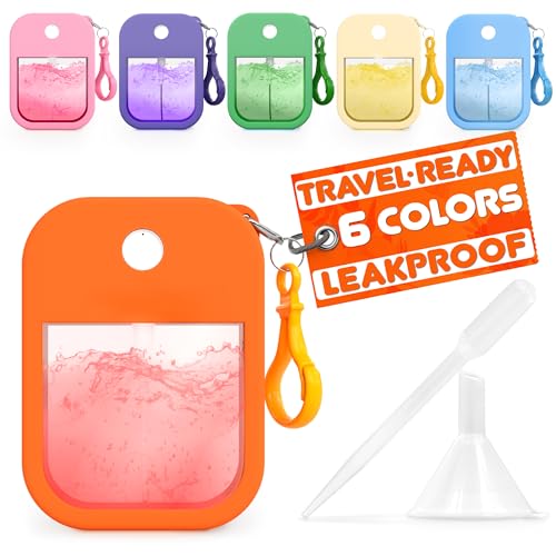 6Pcs Empty Travel Size Perfume Refill Bottle 1.28 oz ? Refillable Perfume Bottle Travel Size for Purse with Colorful Silicone Case & Keychain, TSA-Compliant, Atomizer for Office & On-the-Go Use