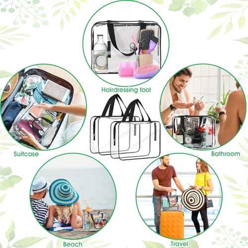 Reginary 10 Pack Large Clear Toiletry Cosmetic Makeup Bag with Zipper and Handle Travel Tote Pouch PVC Plastic Toy Storage Organizer