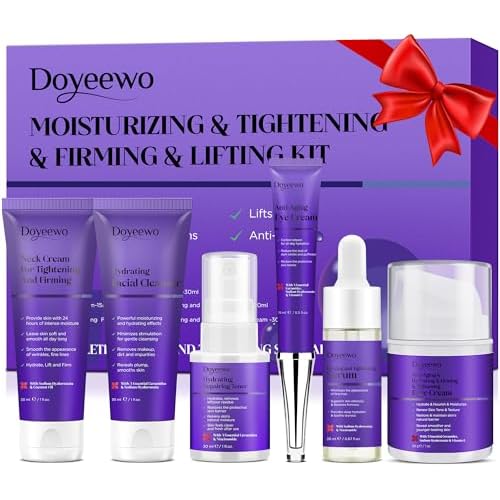 Skin Care Set,6Pcs Professional Womens Teens Tighten Lift Firm Skincare,Hydrate Anti-Aging Facial Routine Kit Travel Gift Set,Birthday Christmas Secret Santa Gifts for Women Teenage Girl Wife Mom