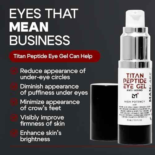 Titan Peptide Anti-Aging Under Eye Gel for Men ? Reduce Appearance of Puffiness, Dark Circles, Eye Bags, & Sagging ? DMAE, Niacinamide, Hyaluronic Acid, Peptides ? All Skin Types ? Unscented