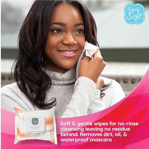 Simply Soft Premium Makeup Remover Towelettes 50 Wipes (2 packs of 25 wipes), Citrus Scent Makeup Wipes, Hypoallergenic & pH Balanced Sensitive Skin Cleansing Face Wipes, Non-greasy