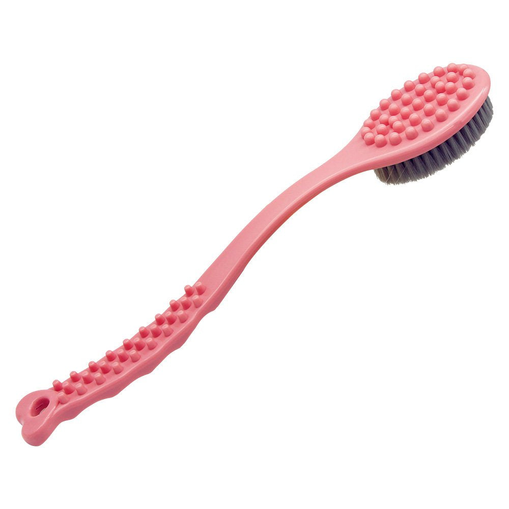 QiCheng&LYS Pink Body Brush Shower cepillo de ducha Bath Brush with Long Handle, Handheld Body Massage Brush Shower Back Scrubber-14inch (Pink)