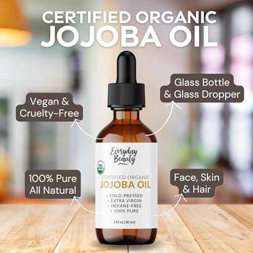 Organic Jojoba Oil | 100% Pure, Cold-Pressed, Unrefined | USDA Certified Organic | Amber Glass Bottle with Glass Dropper | For Face, Skin & Hair - 1 Fl Oz