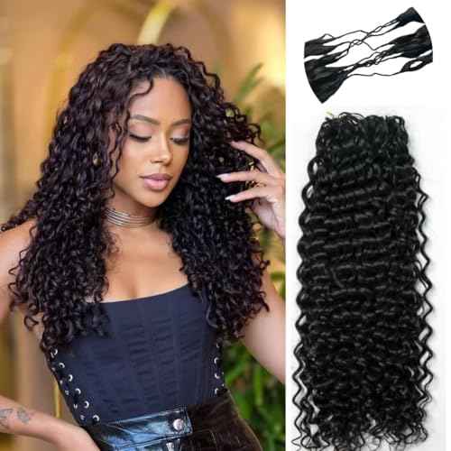 100% Human Hair Knotless Pre-Separated Crochet Hair Extensions Ocean Wave Feather Hair Water Wave Feather Line Hair Extensions Natural Color 16Inch 120g