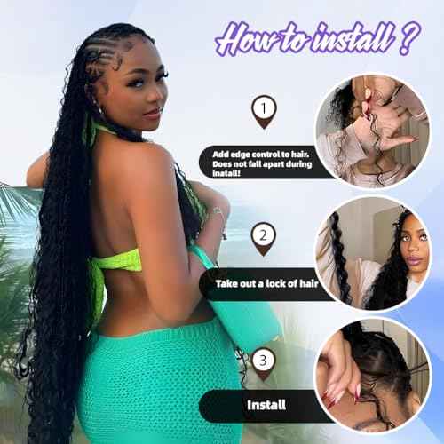 Deep Wave Human Braiding Hair for Boho Braids ? 10 Inch 120g 3 Bundles/Pack Natural Black, 100% Unprocessed 12A Brazilian Virgin Hair Bulk, No Weft, Wet & Wavy Curly Knotless Extensions
