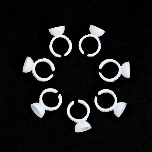 100 Pieces Lashes Glue Ring Cups Tattoo Rings Cups Pigment Glue Holder for Eyelash Extension Nail Art (White Small)
