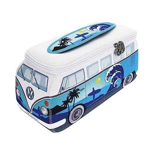 BRISA VW Collection - Volkswagen Neoprene Universal Makeup Cosmetic Travel Pharmacy Bag Pouch T1 Campervan Bus (Surf/Blue)