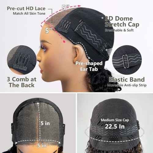 5x5 Bob Lace Closure Wig Human Hair Highlights 4/27 ombre honey blonde Wear and Go Glueless bob Wig 16 Inch 200 Density Pre Plucked With Baby Hair Hd Transparent Lace Ombre Blonde Color Wig