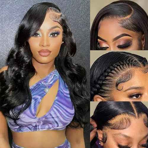 Zazumi 13x6 Body Wave Lace Front Wigs Human Hair 200 Density HD Transparent Lace Frontal Human Hair Wig for Black Women Glueless Wigs 22 Inch