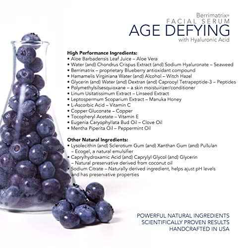 Airelle Age-Defying Facial Serum | Anti-Aging, Helps Reduce Wrinkles, Fine Lines, Crows Feet | Dermatologist Recommended | Hyaluronic Acid, Berrimatrix | Natural Ingredients | .85 Fl Oz