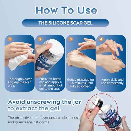 Advanced Silicone Scar Gel for Face & Body ? Silicone Scar Cream for Old & New Scars, Reduces Appearance of Scars from Acne, Surgery, Burns, Injuries, C-Sections & More (1.76 Ounce)
