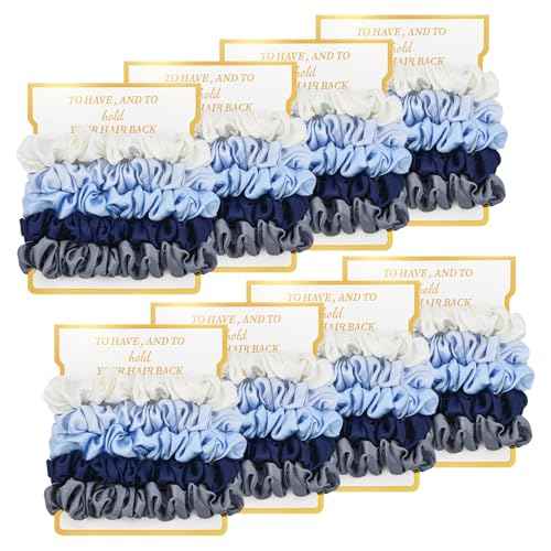 8 Pack Bridesmaid Gifts Satin Bridesmaid Scrunchies Soft Hair Ties Bachelorette Party Favors Hair Accessories for Women Bridesmaid Proposal Gift (Gradient Blue)
