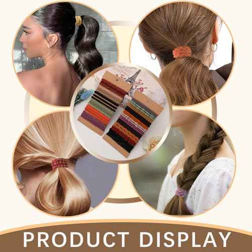 Boho Hair Ties 48pcs,Hair Accessories for Women, Hair Tie Bracelets,Ponytail Holders for Girls with Thick and Thin Hair,Soft Dual-Use No-Damage Ties,Mother's Day, Valentine's Day, Christmas gifts