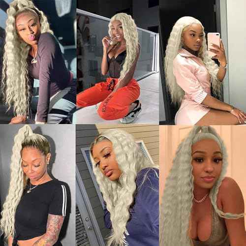 #88 Platinum Blonde Bundles Human Hair Water Wave Bundles 24 26 28 Inch 3 Bundle Unprocessed Brazilian Virgin Hair Platinum Blonde Water Wave Human Hair Extensions 50 Gram Per Bundle