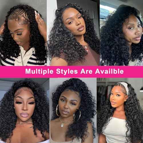 BLG Water Curly Half Wig Human Hair 250% Density 15A Messy Loose Curly 3 In 1 Seamless Half Wigs 18 Inch Quick Install Wear and Go Drawstring Wig Beginners Friendly Glueless Wigs Invisible Hairline