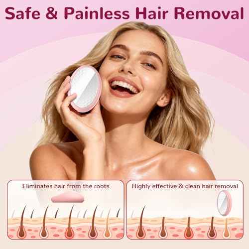 Crystal Hair Eraser for Women and Men, Reusable Crystal Hair Remover Painless Exfoliation Epilators Hair Removal for Women, Magic Hair Eraser for Back Arms Legs (Pink)