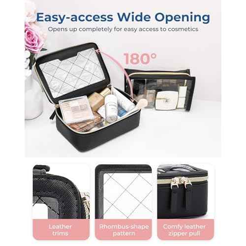 BAGSMART Clear Makeup Bag Set, TSA Approved Toiletry Bag, Clear Travel Bags for toiletries, Cosmetic Bags with Zipper, Makeup Organizer Bags Fit Carry-on Travel Essentials, Nude Pink