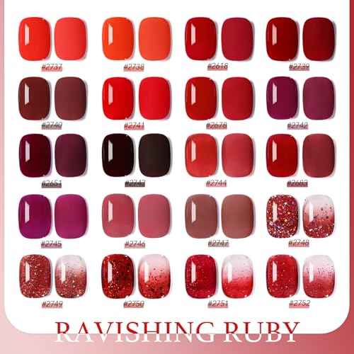 GAOY 23 Pcs Gel Nail Polish Kit, Red Glitter Colors UV Gel Nail Polish Set with Glossy & Matte Top Coat and Base Coat for Nail Art Home DIY Gel Nail Kit