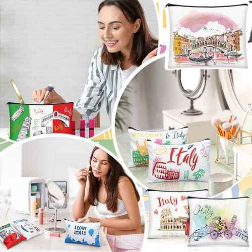 16 Pcs Italy Cosmetic Bag Souvenir Gifts Makeup Bag Travel Vacation Zipper Pouch Purse for Women Birthday Trip Gifts Party Favors