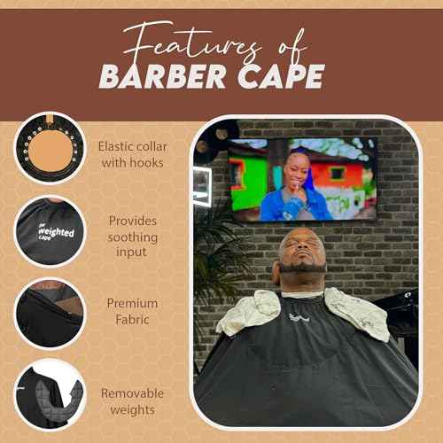 4lb Cape (Teenager/Adult) ? Weighted Hair Cutting Barber Cape with Elastic Collar, Waterproof Salon Cape for Added Comfort, Perfect for Barber & Hairstylist (67 x 60 in)