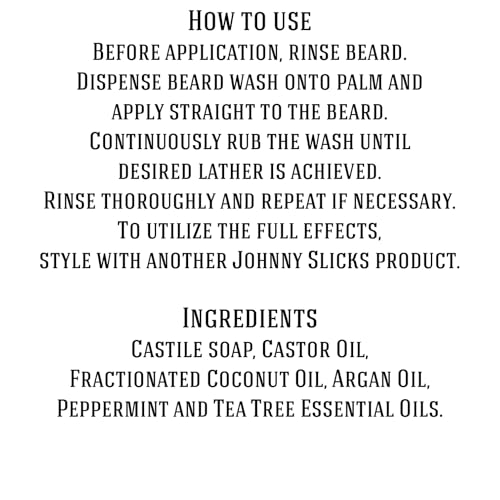 Johnny Slicks Organic Hand Whipped Beard Wash - Supports Beard & Skin Health - Tea Tree, Peppermint & Coconut Oil - Multi-Use Formula - Rugged Scent - 4 oz