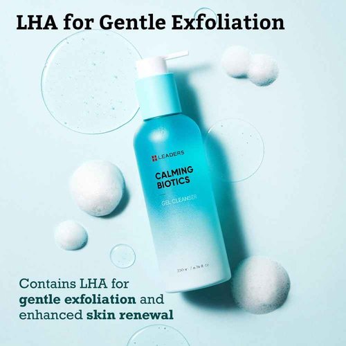 LEADERS Cosmetics Calming Biotics Gel Cleanser - 200ml, 6.76 fl oz Gentle, Hydrating Face Wash for Sensitive Skin, Sulfate-Free, Balances Skin Microbiome