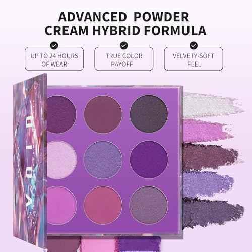 docolor Eyeshadow 9 Colors Purple Eyeshadow Palette High Pigmented Blendable Matte & Glitter Shimmer Finishes, Long Lasting Mauve Eye Makeup for Christmas Party Music Festivals