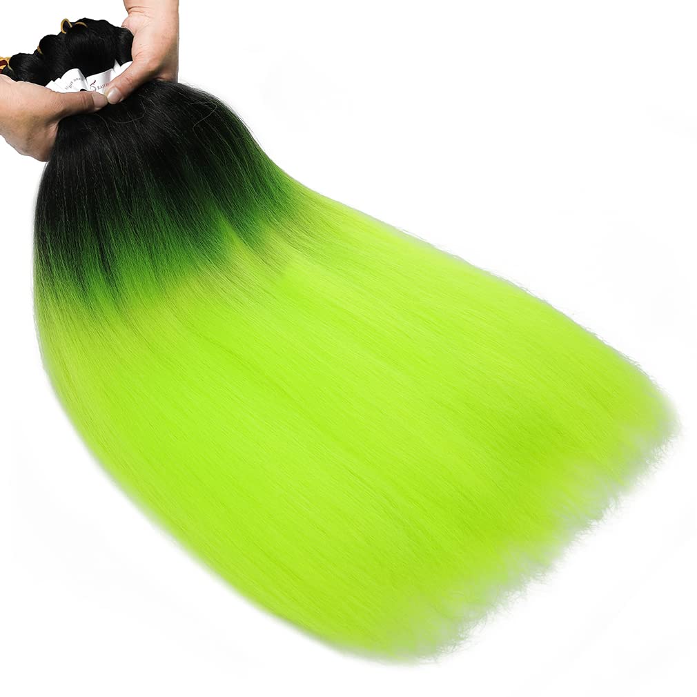 Pre Stretched Braiding Hair Extensions 30 Inch 3 Packs Crochet Twist Braids Hair High Temperature Synthetic Fiber Braid Hair Hot Water Setting（30",Black-Yellow Green）