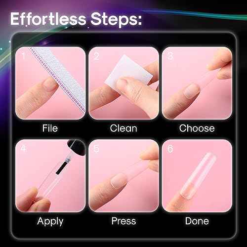 Flattened No C Curve, XXL Square Nail Tips, Full Matte Clear Half Cover Tapered Square Straight Flat Tips for Acrylic Nails Salons Home DIY Extensions(12 Sizes 240PCS)