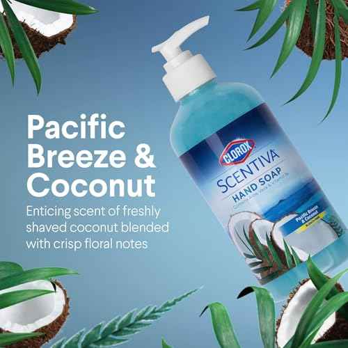 CLOROX Scentiva Liquid Hand Soap, Pacific Breeze & Coconut Scent - Bleach-Free Scented Hand Hand Wash with Aloe Vera & Provitamin B5 for Kitchen or Bathroom, 14 Fl Oz - 2 Pack