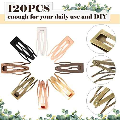 120 Snap Hair Clips - Double Grip Metal Barrettes with Plastic Box, 8 Colors for Women's Hair Styling and Salon Use