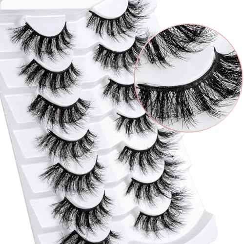 Cat Eye Lashes Wispy Fluffy, 8D Faux Mink 12-18MM (7 Pairs) - Dramatic Volume, Waterproof Lightweight, Daily & Party Wear, Reusable