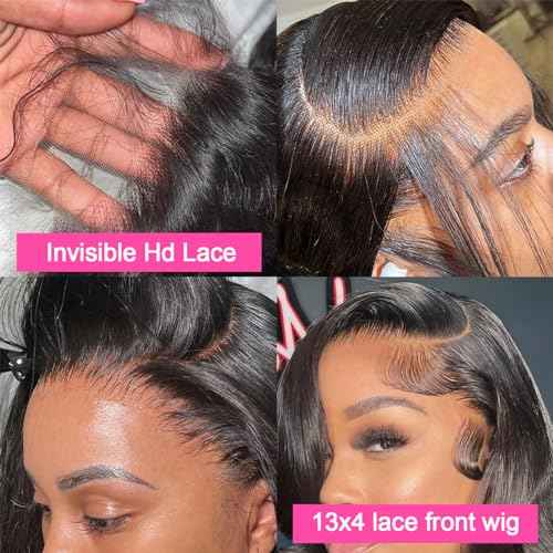 Body Wave Lace Front Wigs Human Hair 13x4 HD Transparent Lace Front Wigs Human Hair Pre Plucked 180 Density Brazilian Virgin Human Hair Glueless Wig for Women Natural Hairline 20 Inch