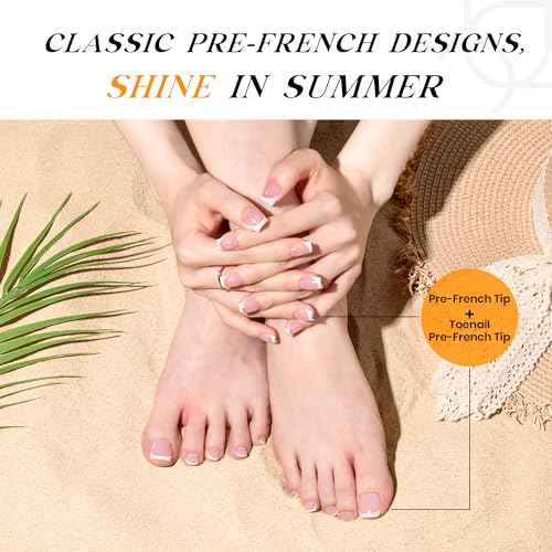 Beetles X Press Plus on Nails Kit Summer Pretty Box with Picnic Basket, All-in-One Summer French Tips Press on Nails Kit with Nail Gels and Tools Best Gift for Girls Women(2025 Limited Edition)