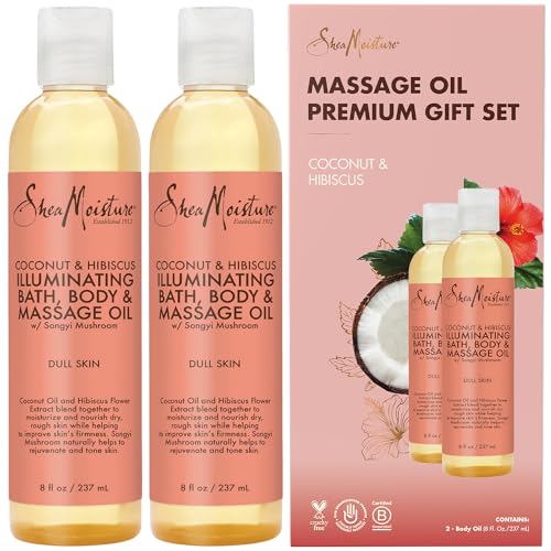 SheaMoisture Body Oil with Coconut & Hibiscus for Bath and Shower, Coconut Massage Oil & Coconut Body Oil, Shea Moisture Body Oil with Hibiscus Flower Extracts (2 Pack, 8 Oz Ea)